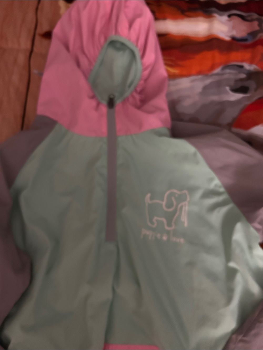 Puppy love - woman’s Mint Green and Pink Pullover Top - Picture 6 of 6